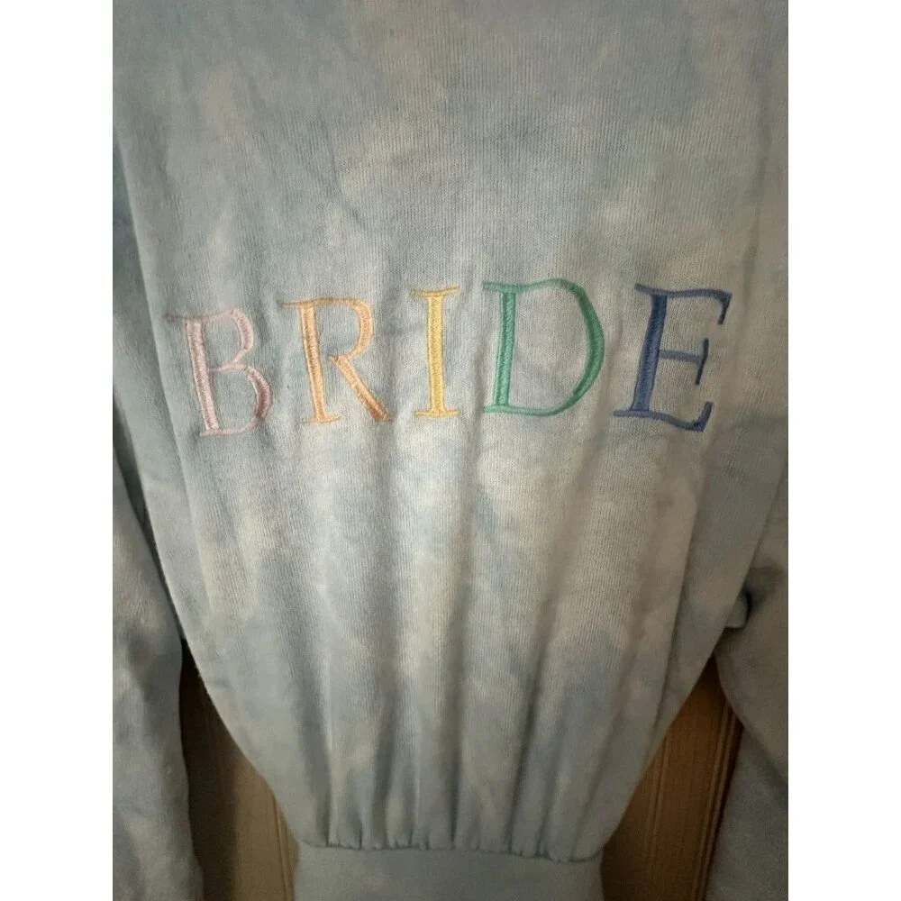 PJ Salvage Large Powder Blue Tie Dye Embroidered‎ Robe 